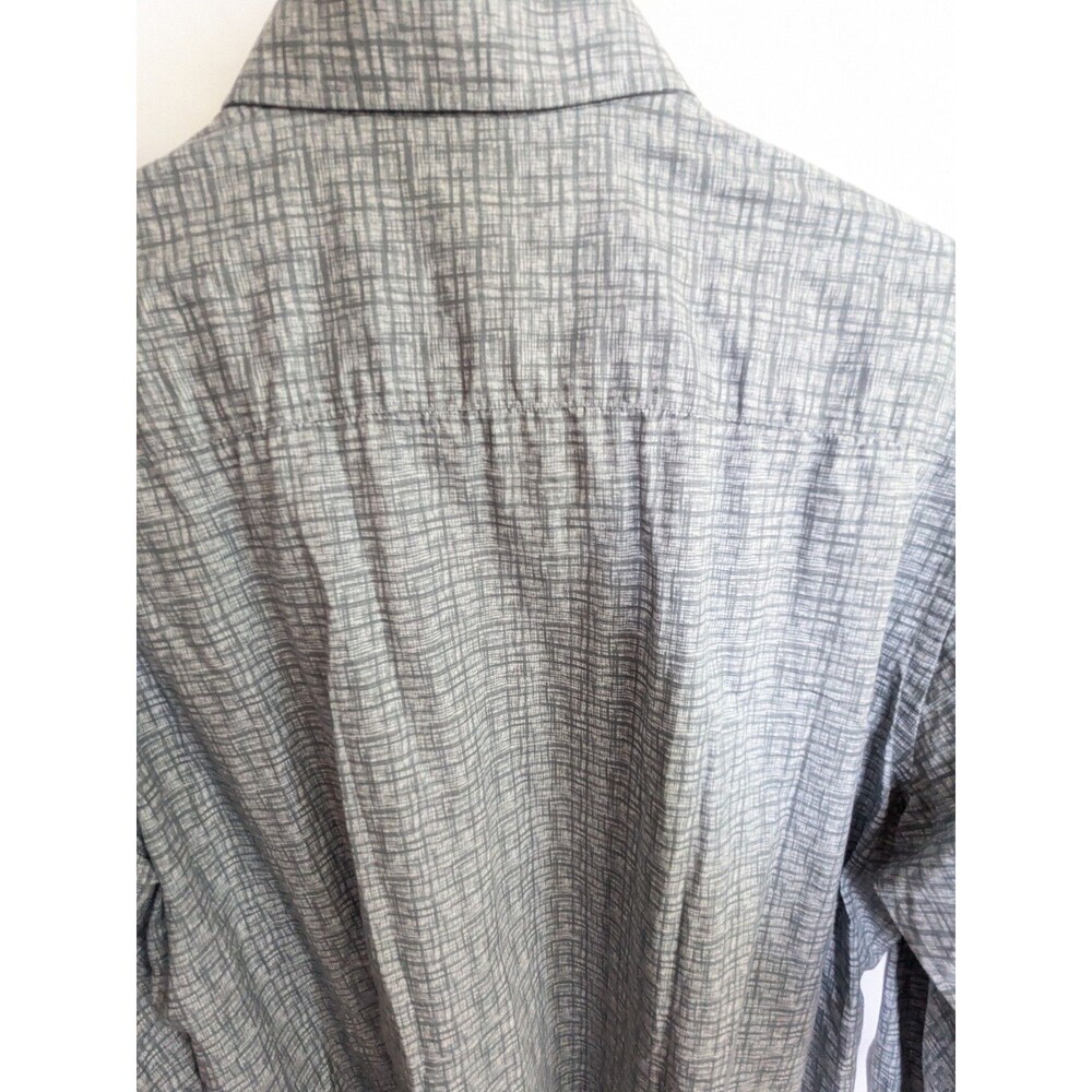 Bugatchi Men Large Classic Fit Gray Crosshatch Long Sleeve Dress Shirt Cotton - Picture 4 of 7